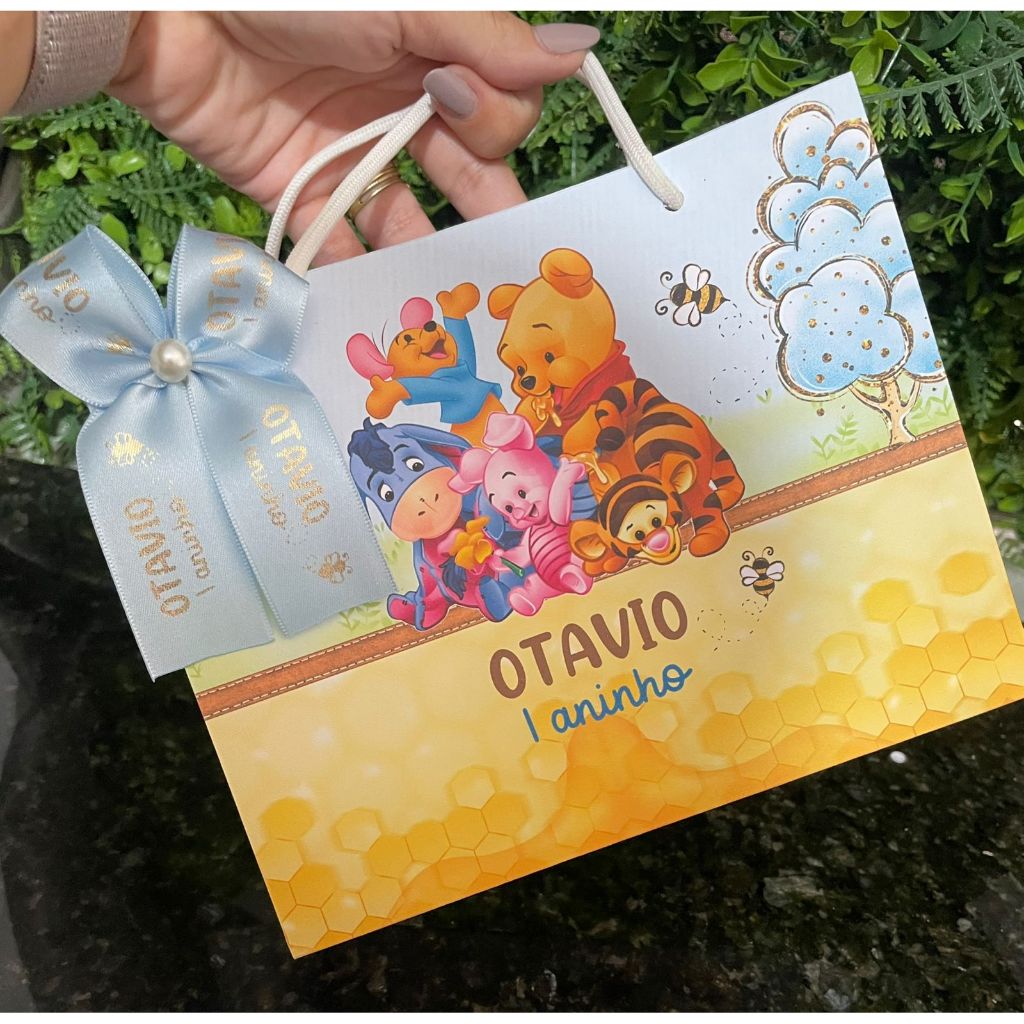 PEGUE E MONTE Sacolinha Surpresa Personalizada Ursinho Pooh | Lembrancinhas | Festa Aniversário | Lancheirinha