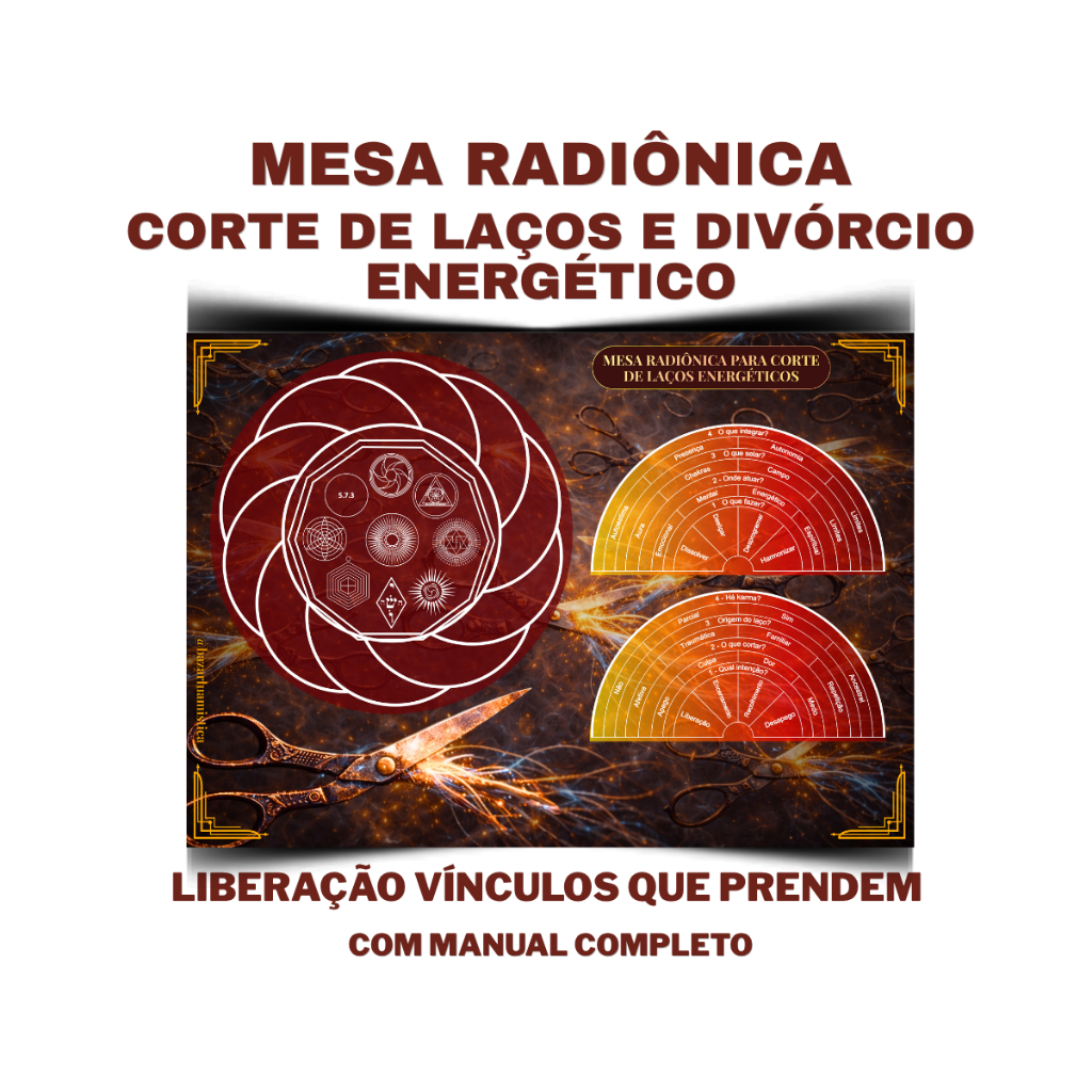 Mesa Radiônica Impressa A3 para Corte de Laços Tóxicos uso com Pêndulo  para radiestesia e radionica + Manual