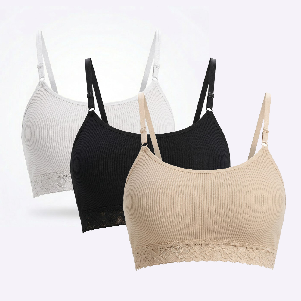 Kit 2 ou 1 Sutiã com Bojo Removível sem Aro Canelado Alça Regulável Confortável com Alta Sustentação