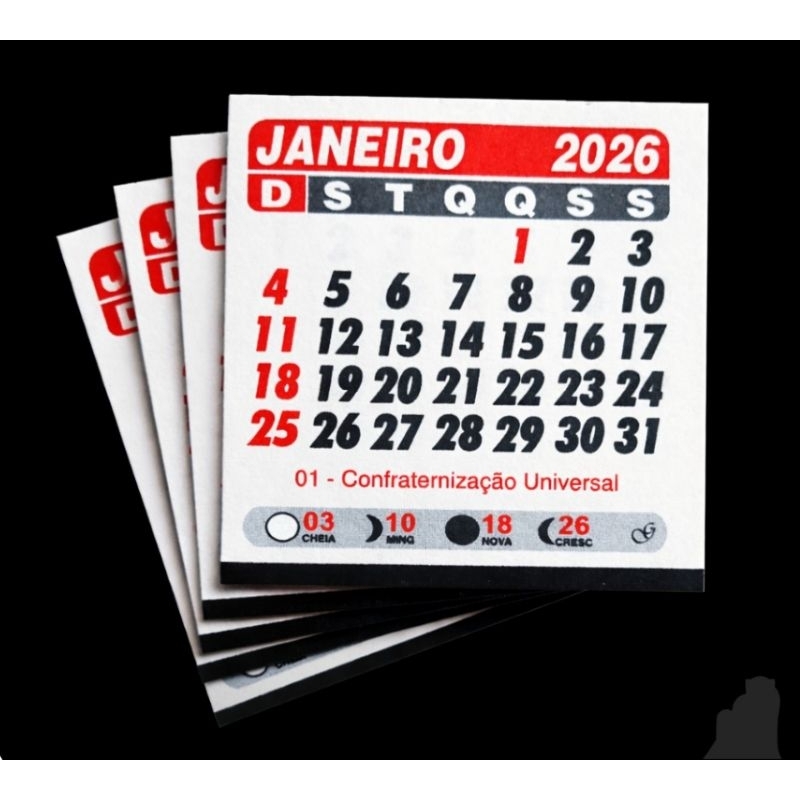 50 mini Calendários 5x5cm 2026 DESTACADOS