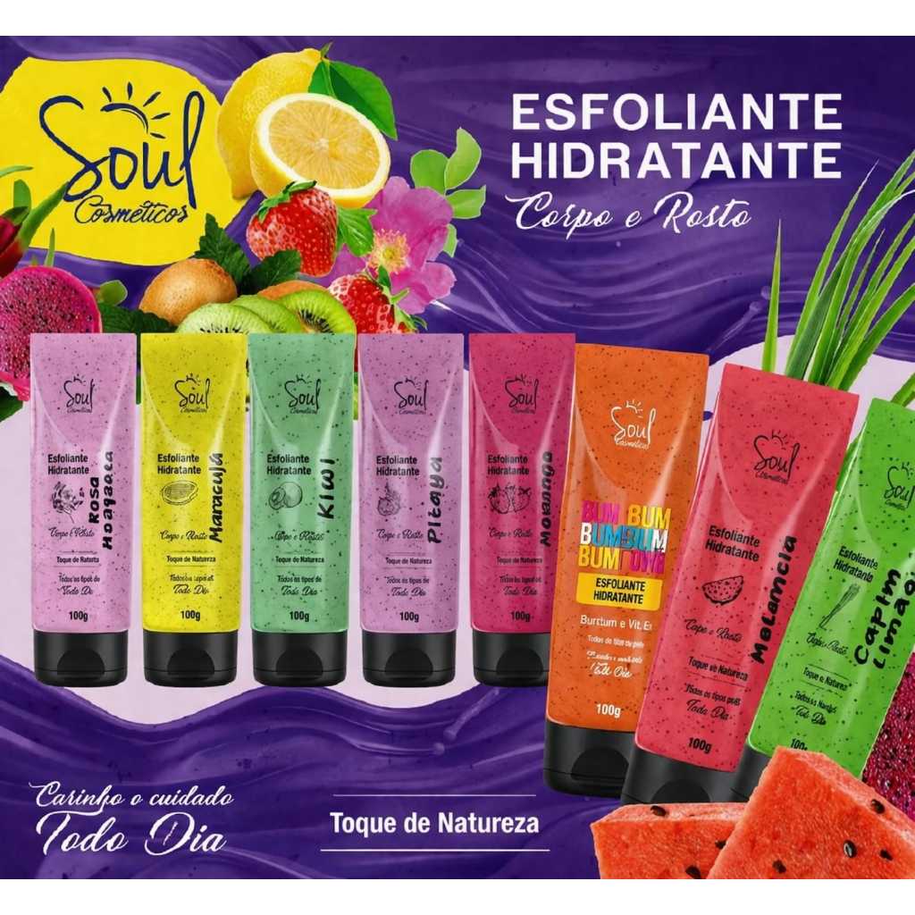 Esfoliante Hidratante Soul Cosméticos 100g - Pele de Pêssego, Maciez Profunda e Combate a Foliculite