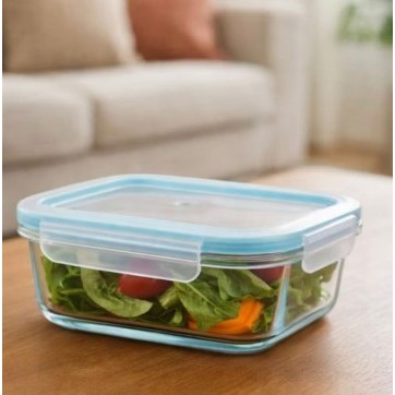 Pote de Vidro Hermetico 640ml Marmita Armazenamento Mantimento Organizador Tampa 4 Travas