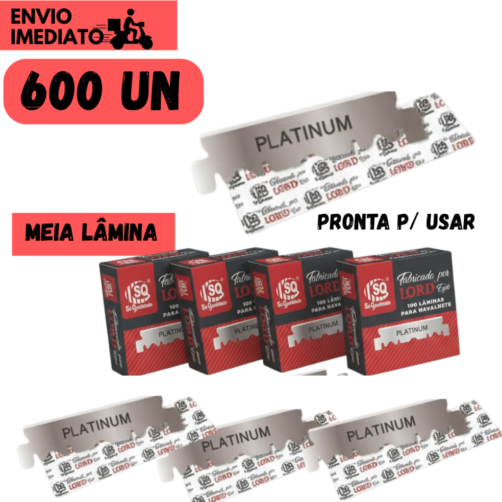 Kit 600 Meia Lâmina Lord Egito Para Fazer Barba Corte Preciso Profissional Navalhete