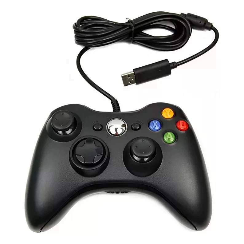 Controle com Fio USB compatível Xbox 360 e PC – Console Preto