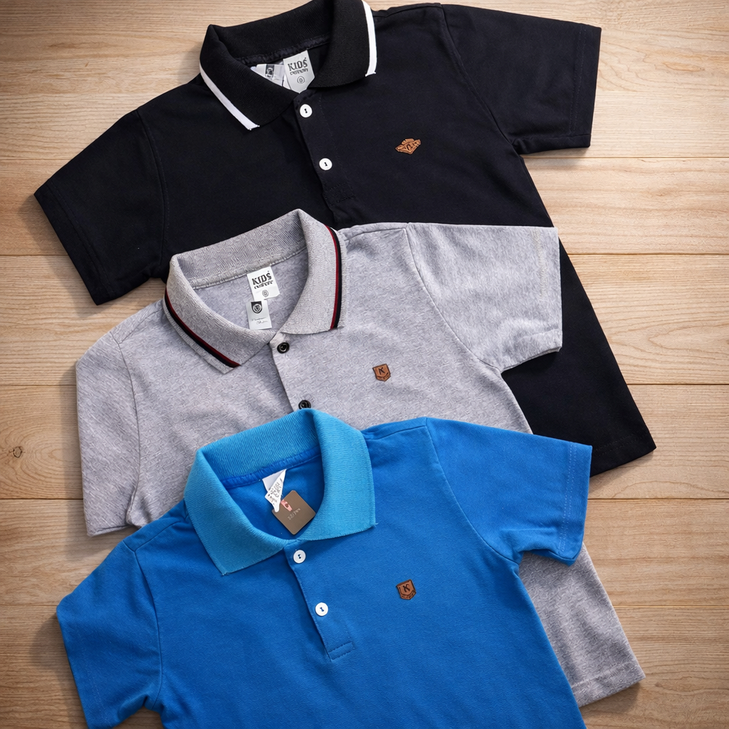 KIT 3 Camisetas Polo Masculino Criança e Juvenil Blusas Infantil 100% Algodão Masculina Camisa
