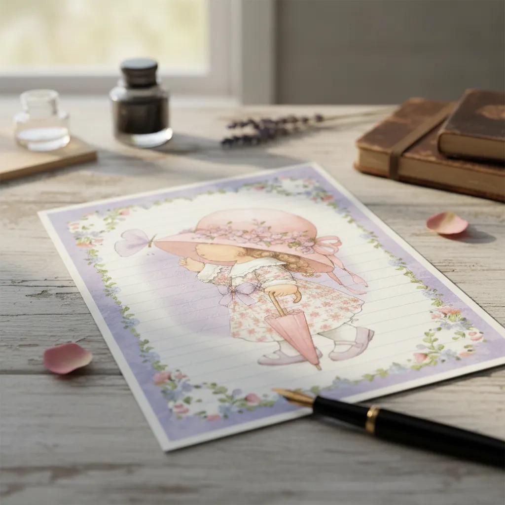 Papel de Carta Bonecas Sarah Kay -  Bloco com 20 folhas variadas (Coleção 8)