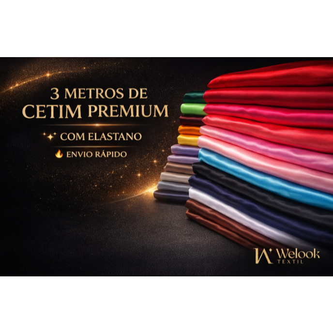 Cetim com Elastano 3 Metros Premium 1,50 Largura – Tecido Luxo para Vestidos, Moda Festa e Costura