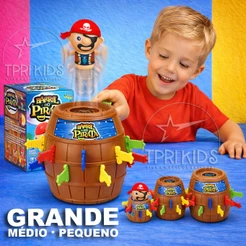 Barril Pirata Grande Médio Mini Original Brinquedo Infantil Jogo Tabuleiro Pula Família 4+ Educativo