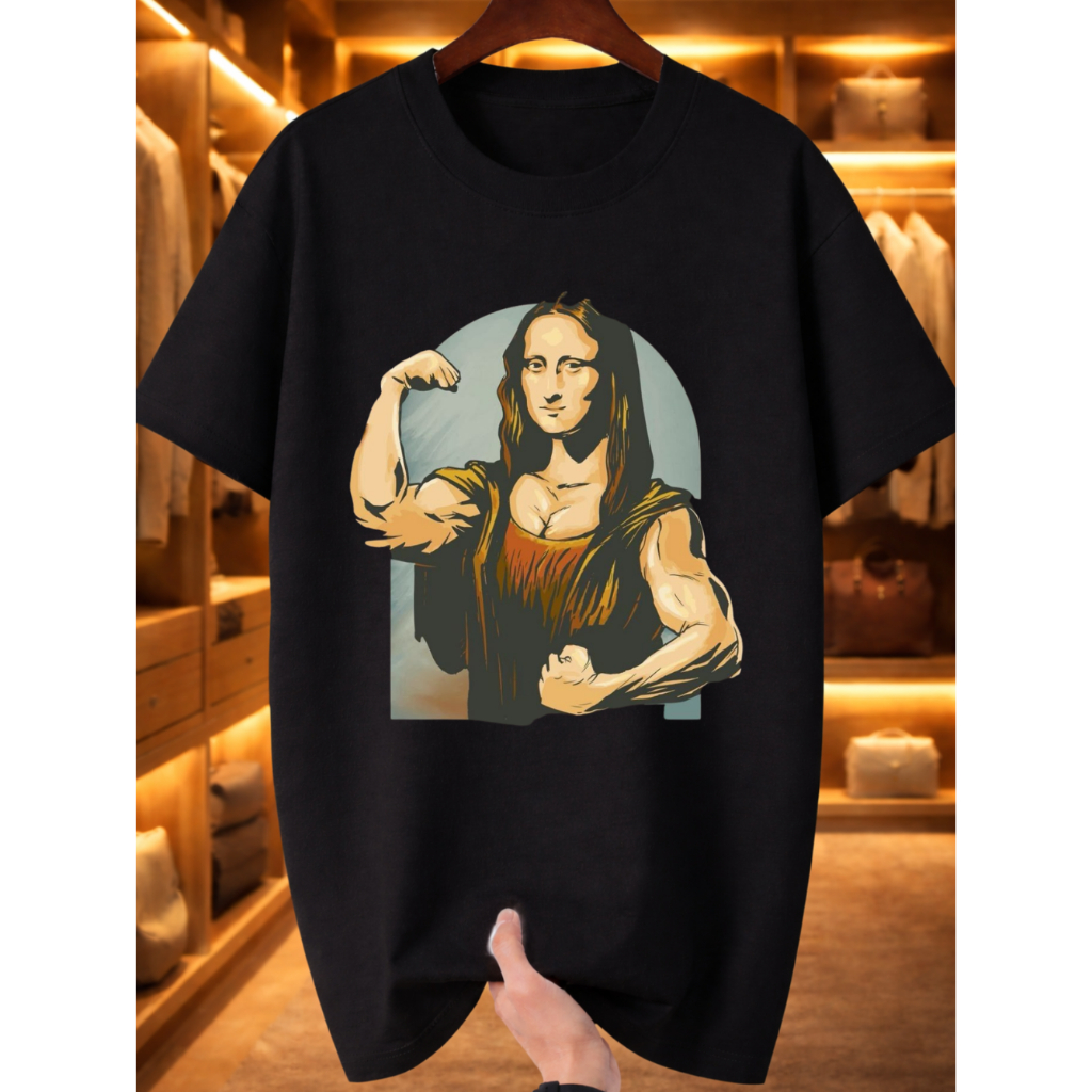 Camiseta Oversized Laga Treino Esporte  Monalisa Maromba - Gym Rat Academia Treino Engraçada