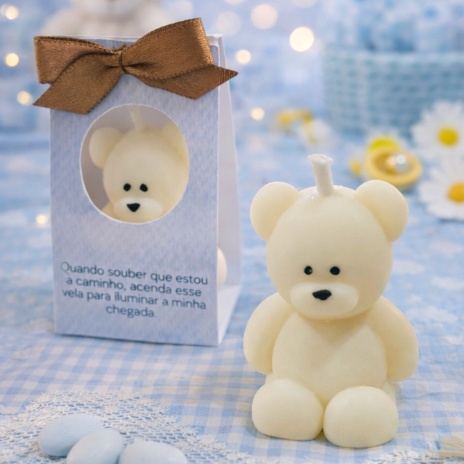 Velas Ursinho com embalagem Personalizada Aroma Mamãe Bebê Lembrancinha para Chá de Bebê ENVIO EM ATÉ 15 DIAS ÚTEIS