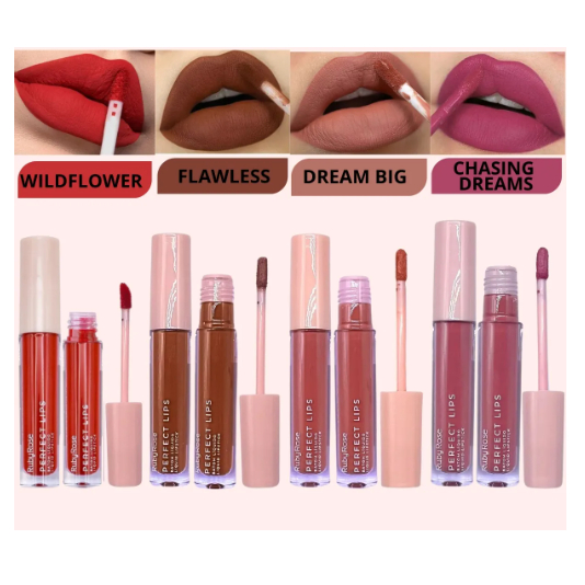 Batom Líquido Ruby Rose Perfect Lips com Alta Cobertura e Cor Vibrante
