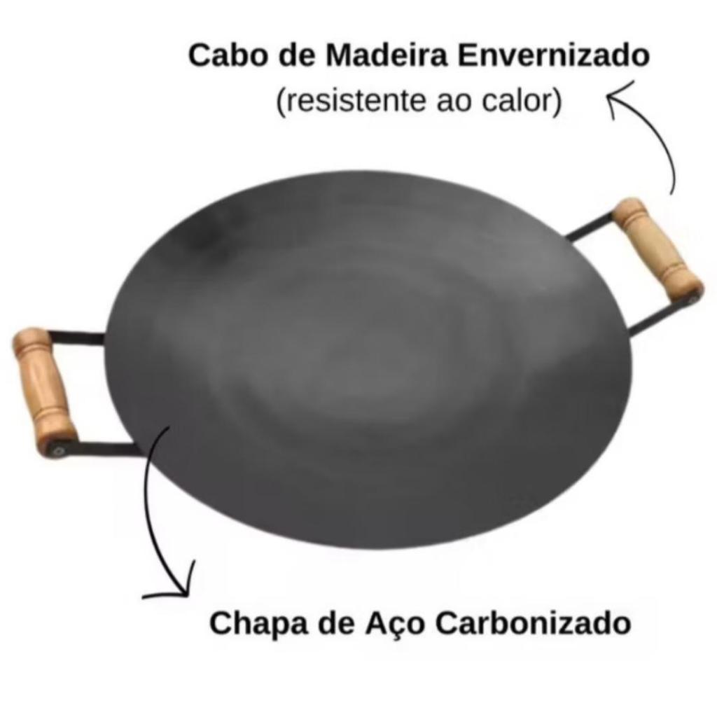 Chapa Disco De Arado Original Grande Tacho Porçoes Em Geral Alça De Madeira (41CM)