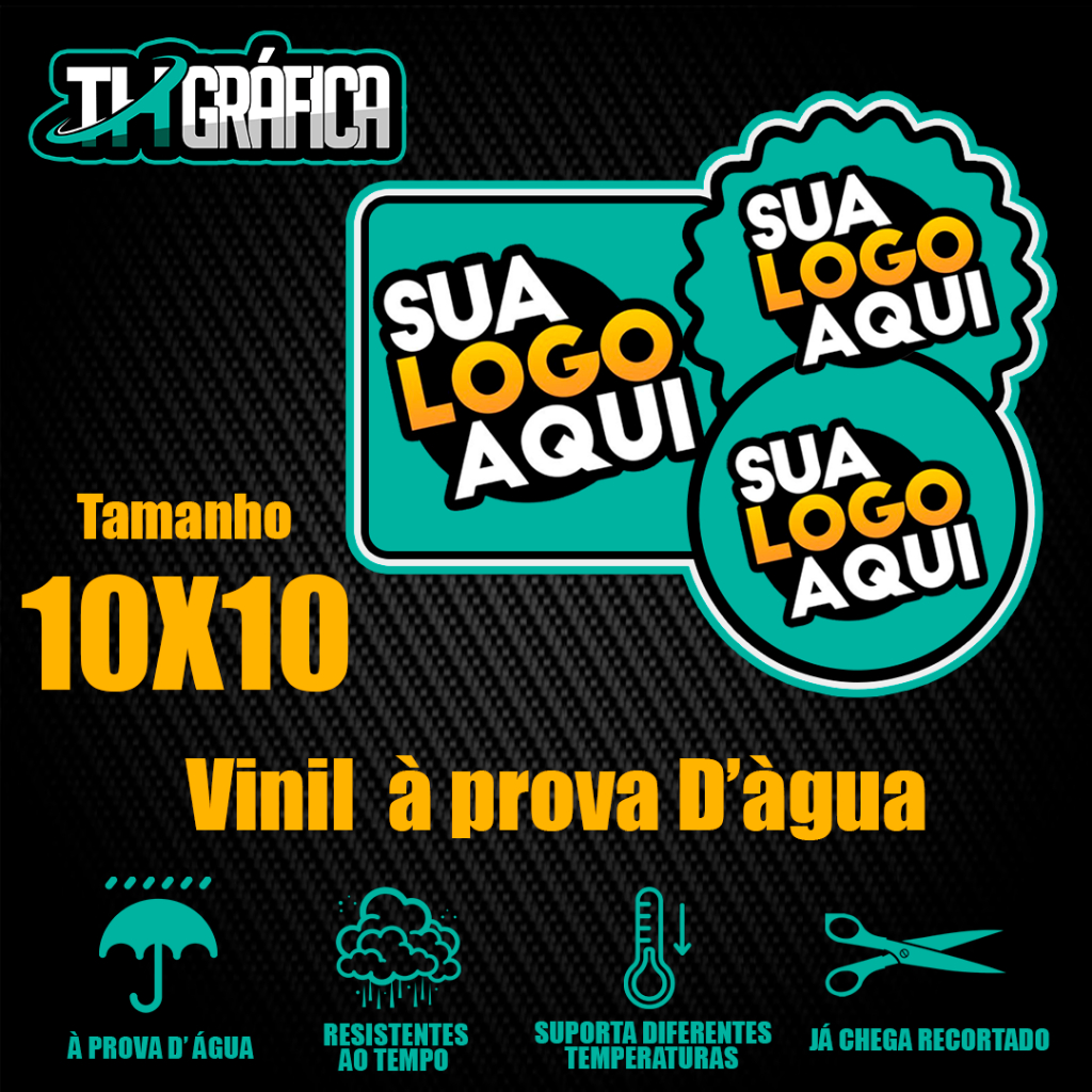 Adesivos  Personalizados 10x10 vinil À Prova d'Água Alta Resistência e Durabilidade - TH Gráfica