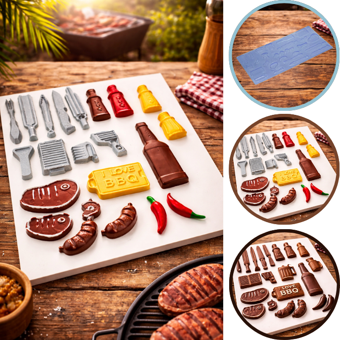 1 ~ 5  Forma para chocolate folha moldagem churrasco Porto Formas  cod p873 (CHOCO)