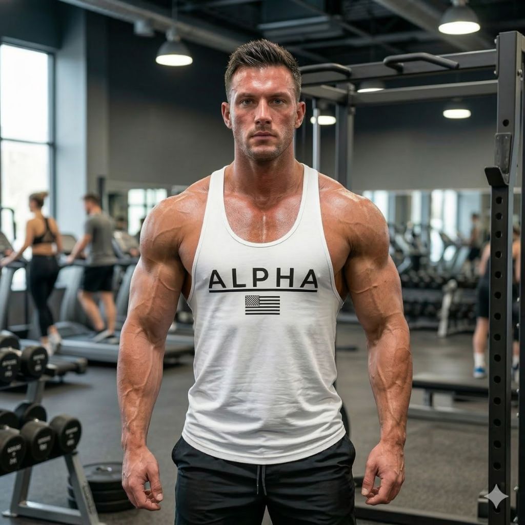 Camiseta Regata Masculina Cavada Alpha Bodybuilder Oversized Academia Musculação