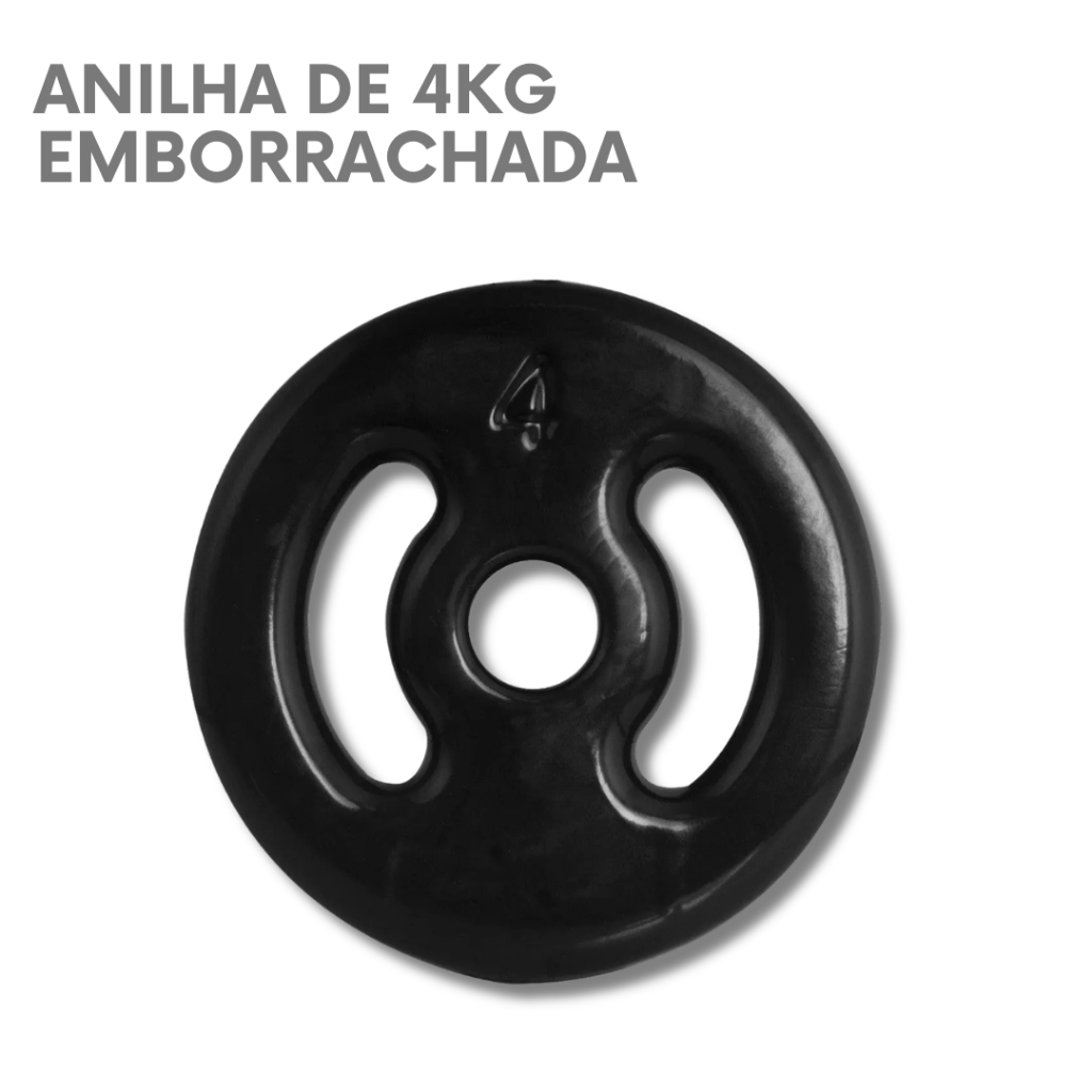 Anilha Emborrachada 4kg  Peso P/ Academia Profissional