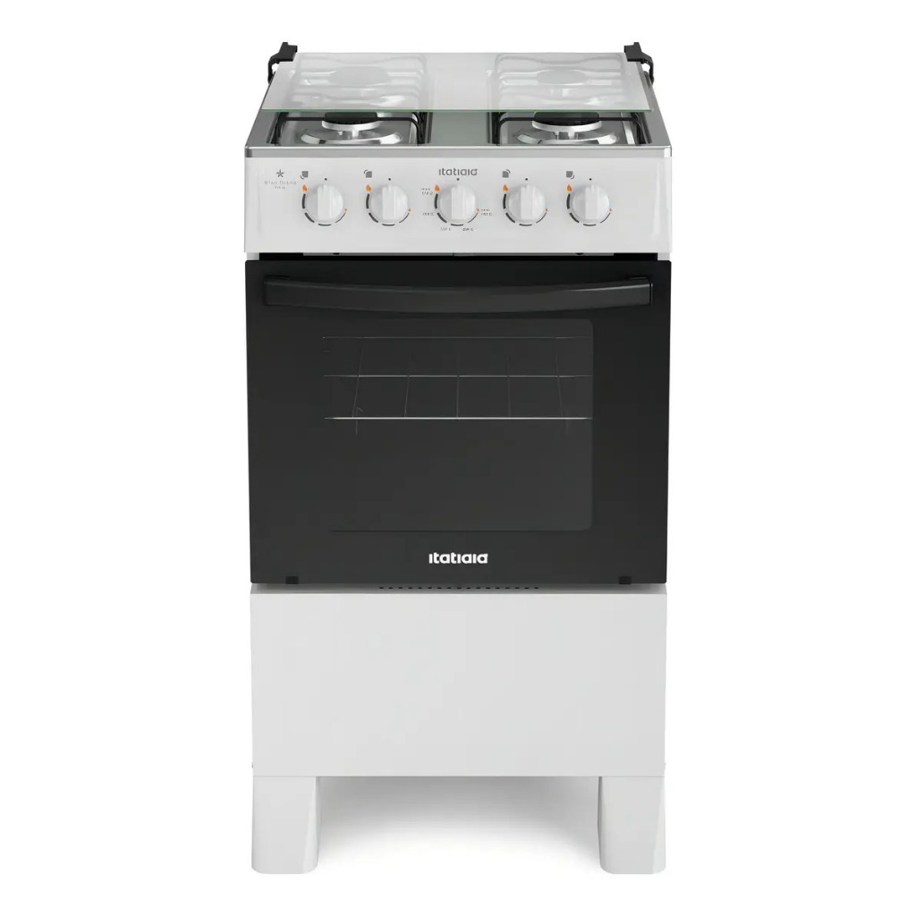 Fogão 4 Bocas Branco Itatiaia de chão Star Clean a gás Forno 51L porta de vidro Acendimento manual