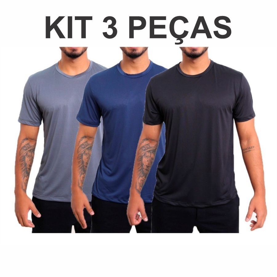 Kit 3 Camisa camiseta dryfit masculino para treino academia esportes musculação masculina em Oferta na Shopee