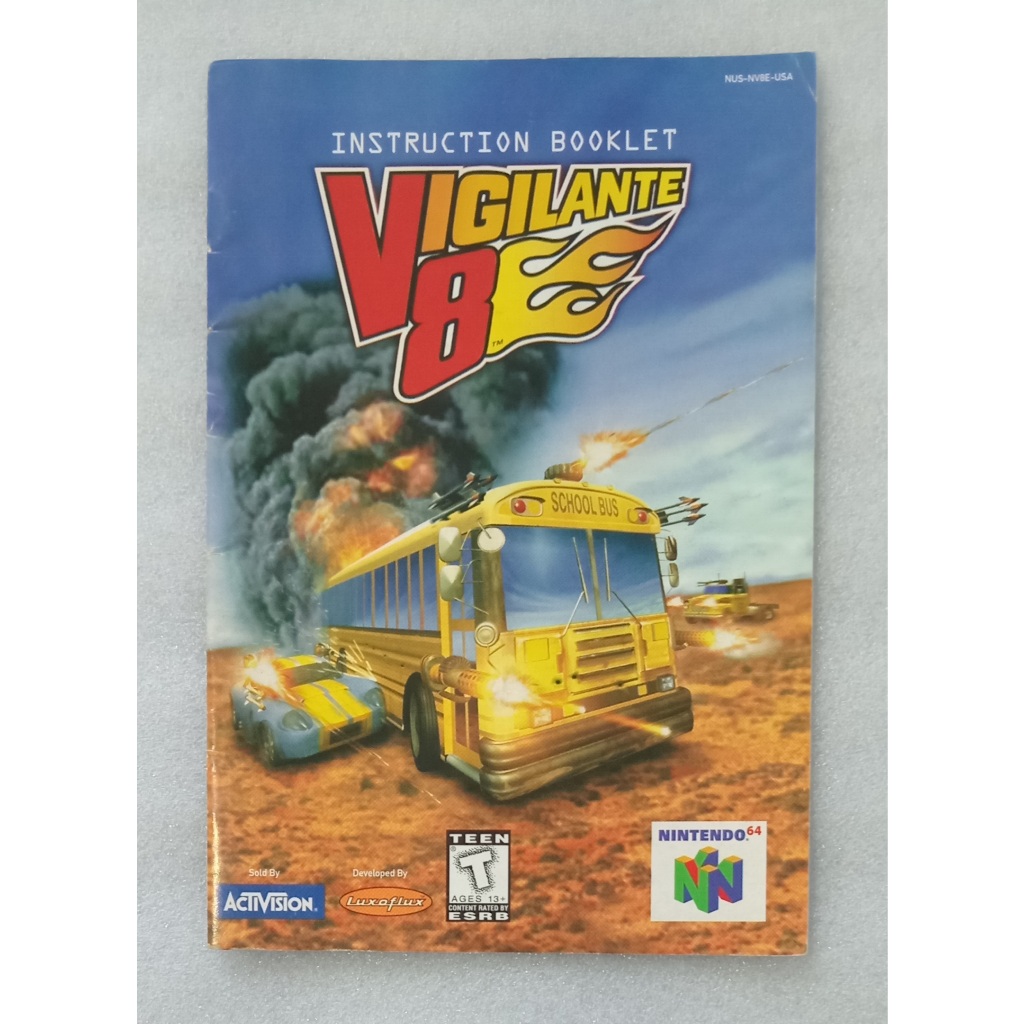 Manual Vigilante 8 para Nintendo 64 - Instruction Booklet - em inglês