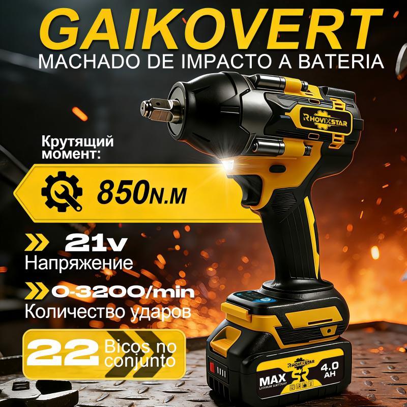 Chave de Impacto Elétrica Sem Fio 21V Parafusadeira Furadeira e Electric Wrench com 4.0AH Baterias, Motor Brushless