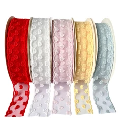 fita de organza com corações 5 cores disponíveis 5metros 38mm