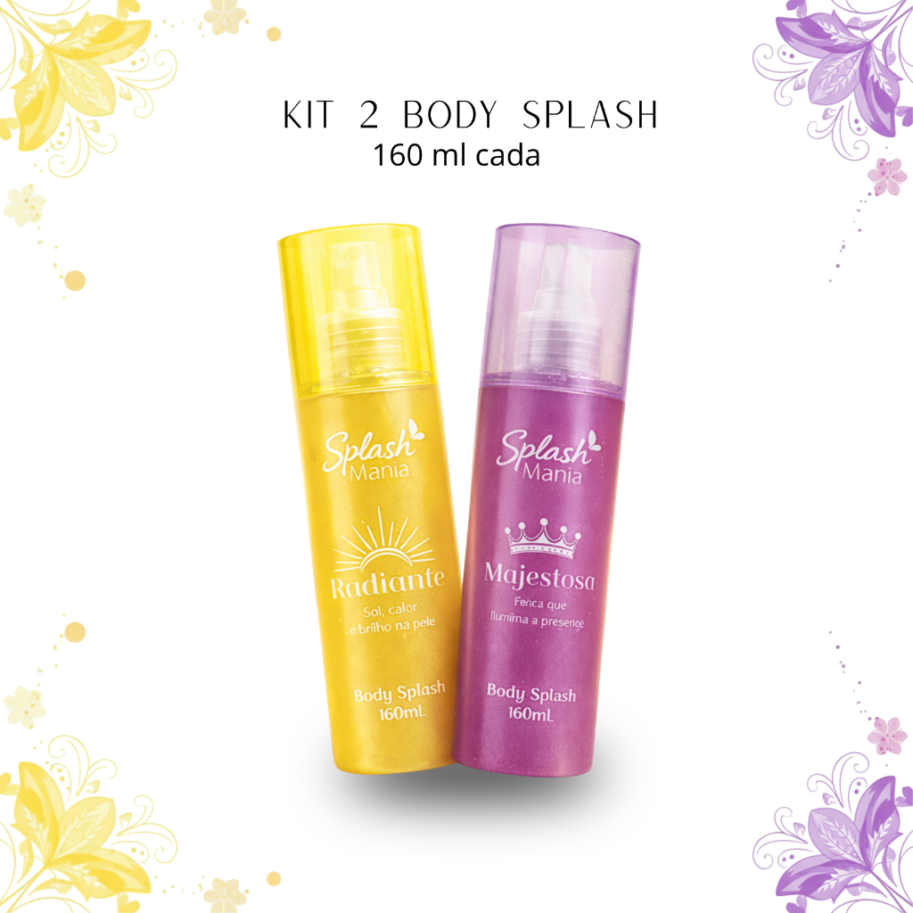 Kit 2 Body Splash Feminino 160ml Splash Mania Inspirado em Perfume Internacional Majestosa e Radiante