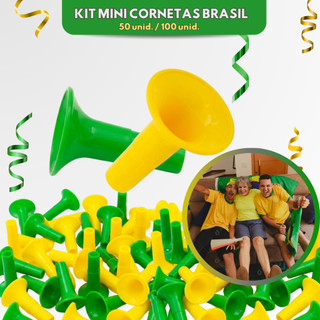 Kit Mini Brinquedos Corneta Copa Brasil 50 E 100 UN Lembrancinha Festa Comemoração