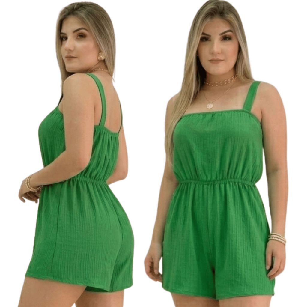 Macaquinho Feminino Duna Alça Regulável Com Elástico Cintura Não Amassa M G GG Moda Blogueira 2026