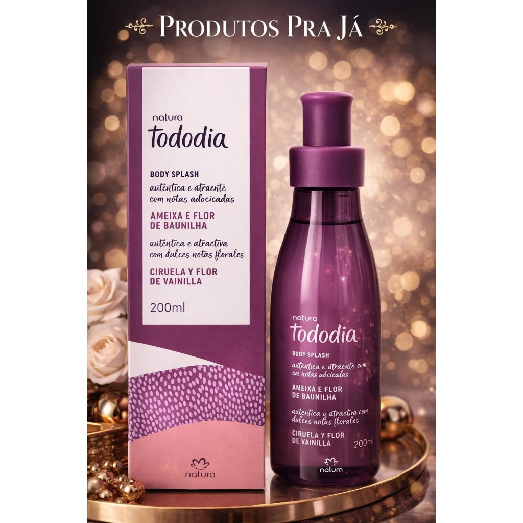 Body Splash Natura Tododia Ameixa e Flor de Baunilha 200ml Perfume Corporal Feminino