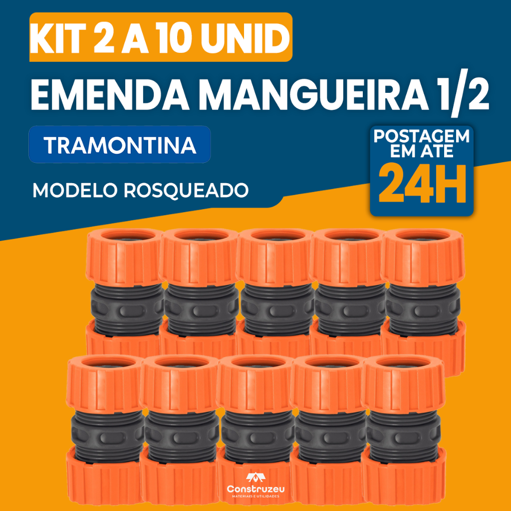 Kit Emenda Extensor Ligação Reparadora para Mangueira de Jardim 1/2 Tramontina