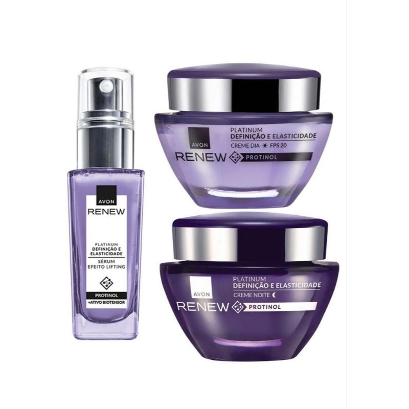 Kit Renew Platinum 55+ Dia e noite Fps 20 Creme Anti-idade 50g + sérum efeito lifting