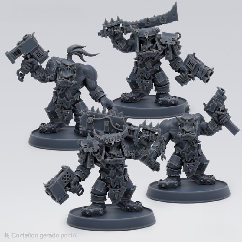 Kit 4 Miniaturas Slasha Boys STL Orcs RPG Impressão 3D Resina 32mm Alta Qualidade