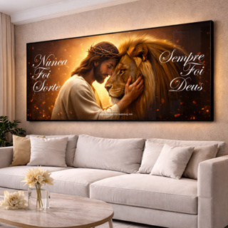 Quadro Decorativo Unitário Jesus Leão Nunca Foi Sorte Deus Moderno Refúgio Salmos 46 para Sala em Oferta na Shopee