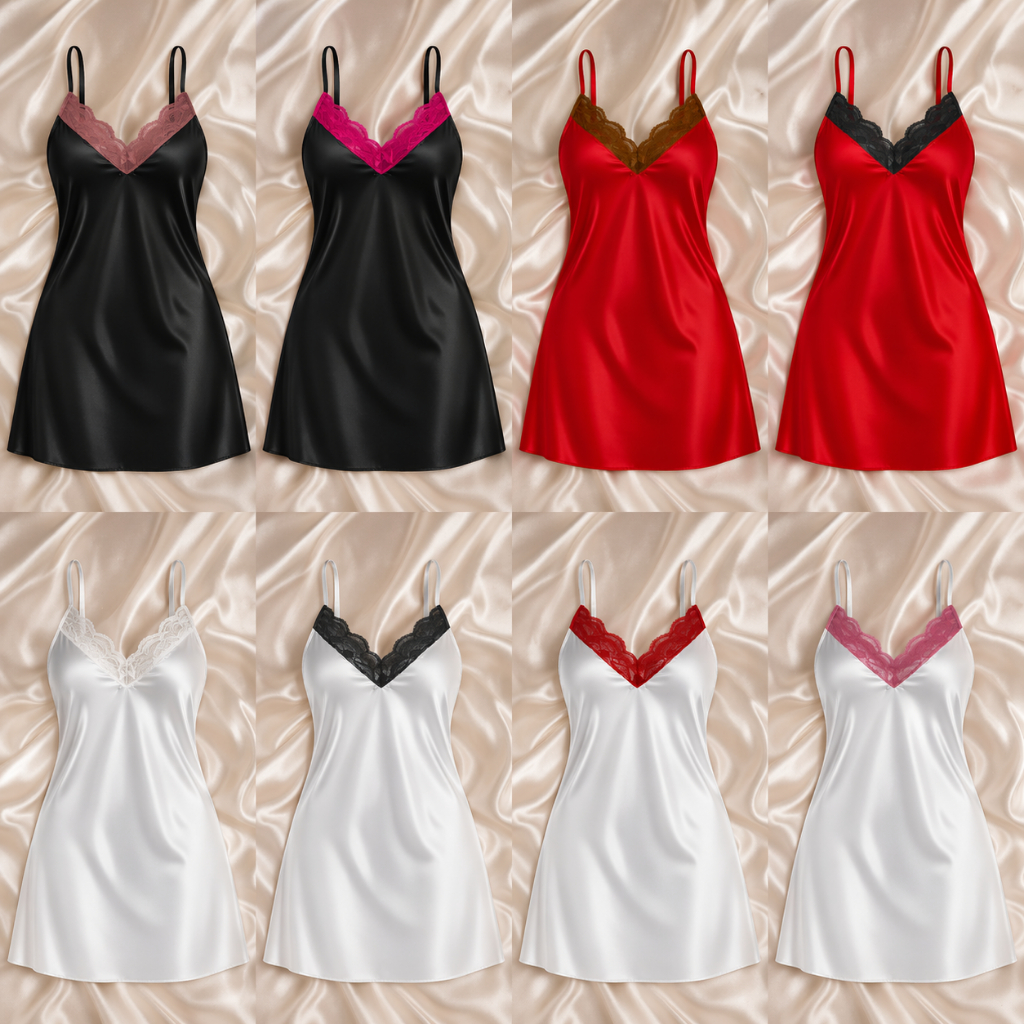 Kit 03 Camisola Lisa Rensa  pijama sensual | roupa de dormir  | sem bojo | lingerie sexy