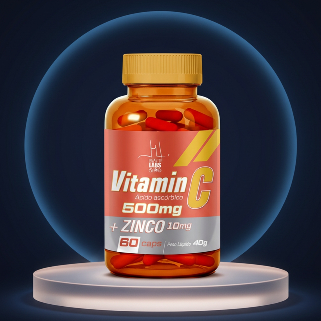 Vitamina C 500mg Com Zinco 10mg 60 Caps Suplemento Imunidade Antioxidante Uso Diário