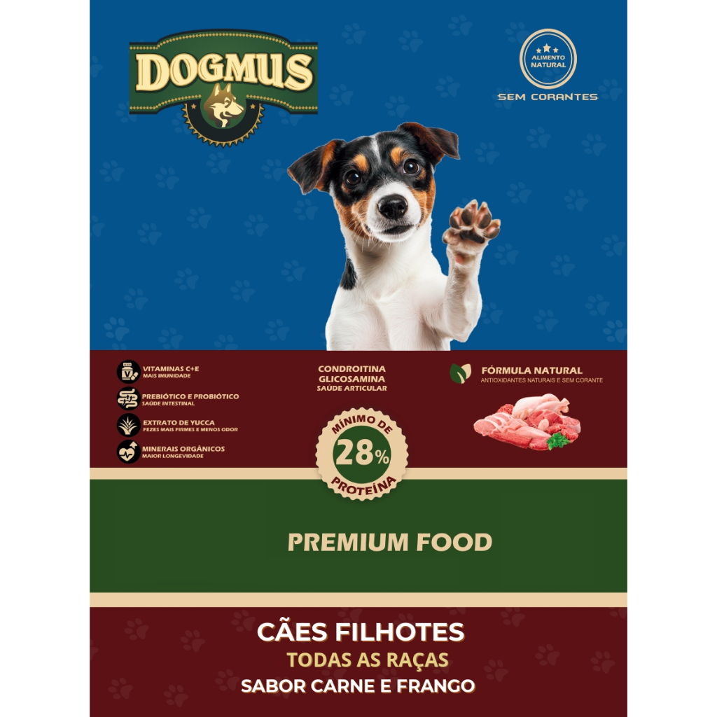Ração Dogmus Cães Filhotes 10,1 kg | Alimento Natural | Com Prebióticos, Vitaminas e Condroitina | Todas as Raças