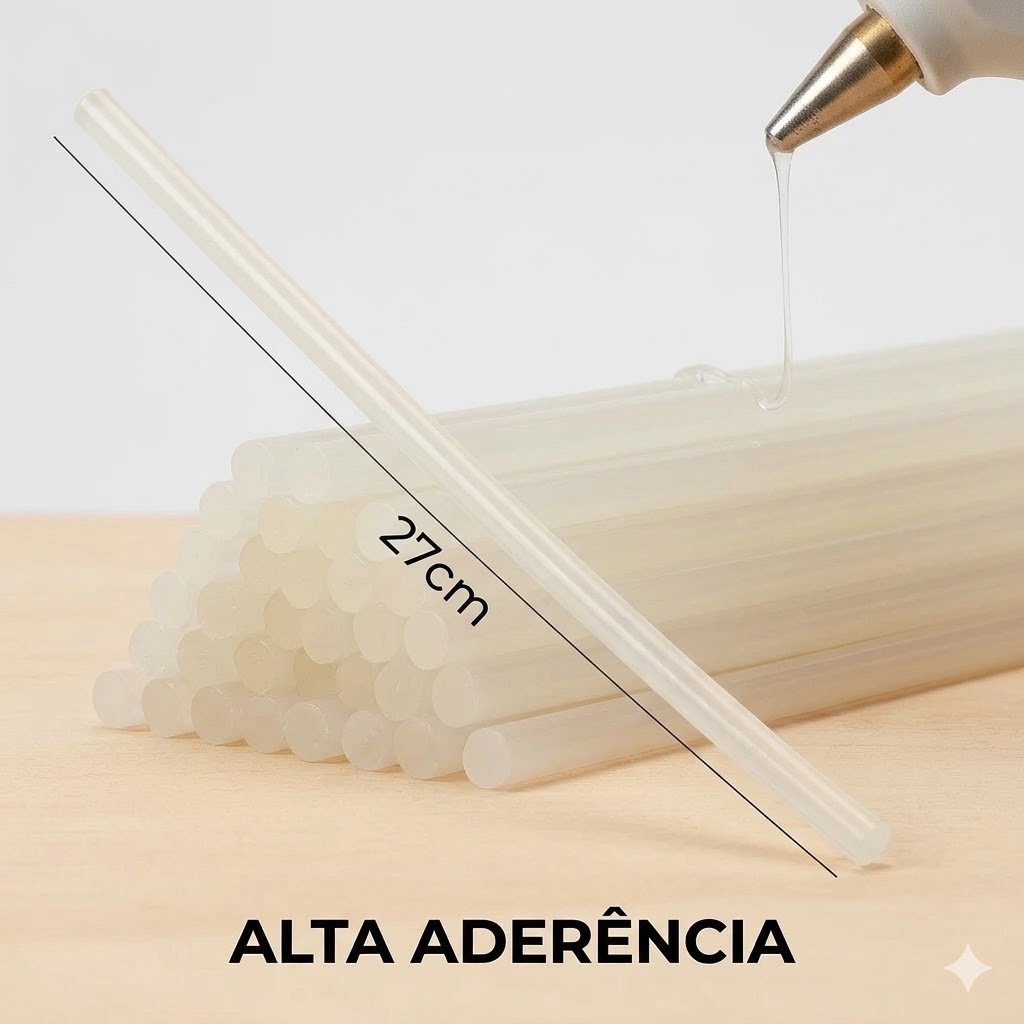Kit com 30 ou 10 Uni Refil Cola Quente Bastão Fino 7mm – Alta Aderência para Artesanato