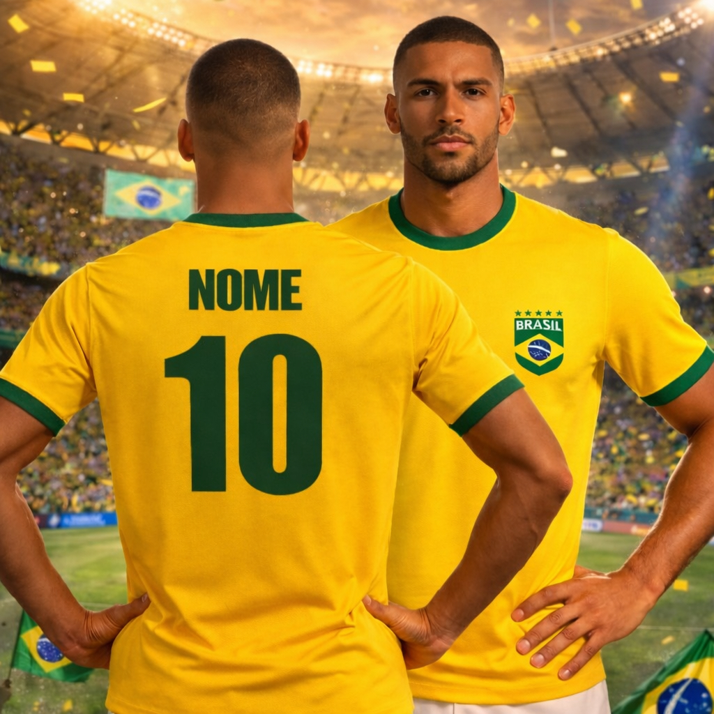 Camiseta Brasil Amarela Unissex Básica - Camisa Seleção Brasileira Top