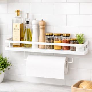 Suporte Porta Temperos e Papel Toalha Parede Aço Preto/Branco Cozinha em Oferta na Shopee