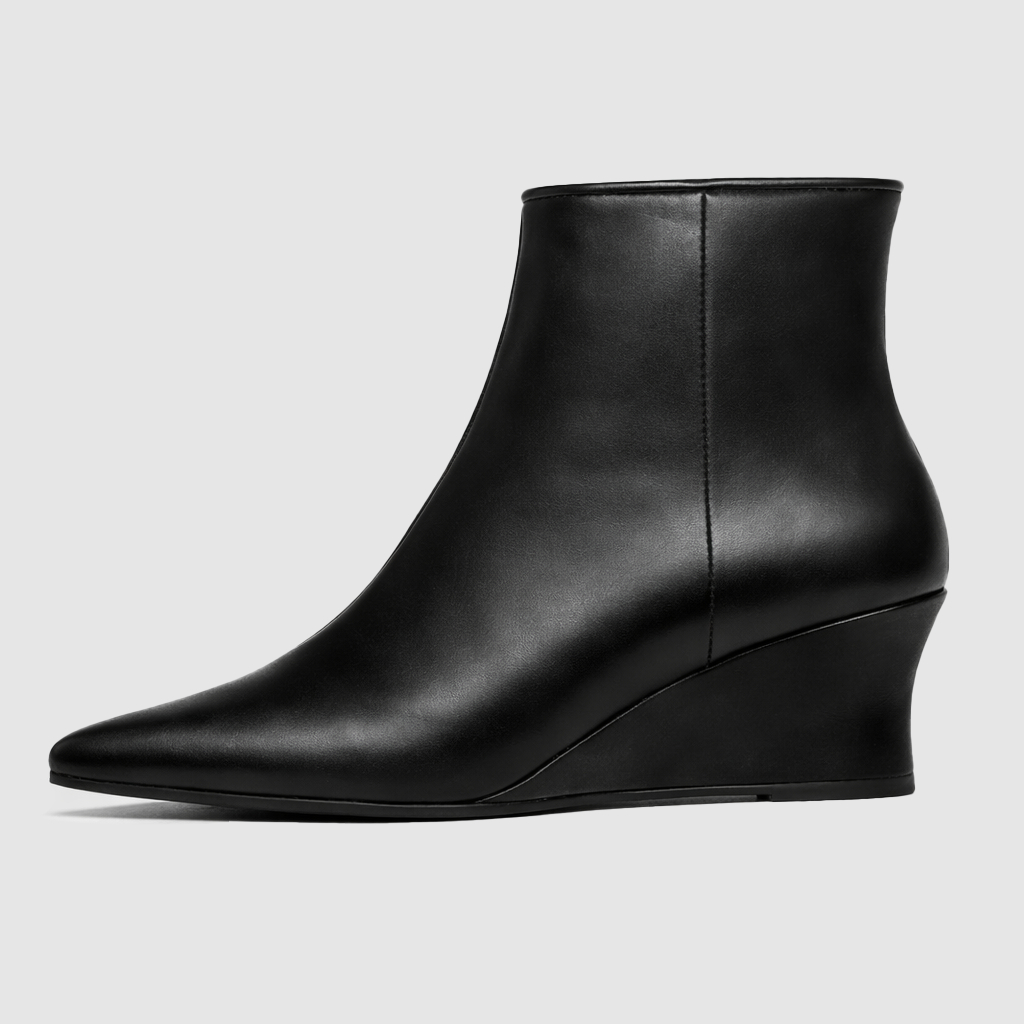 Bota Feminina Shekinah Sola Salto Cunha Bico Fino Cano Curto Elegante Luxo Tendência em Oferta na Shopee