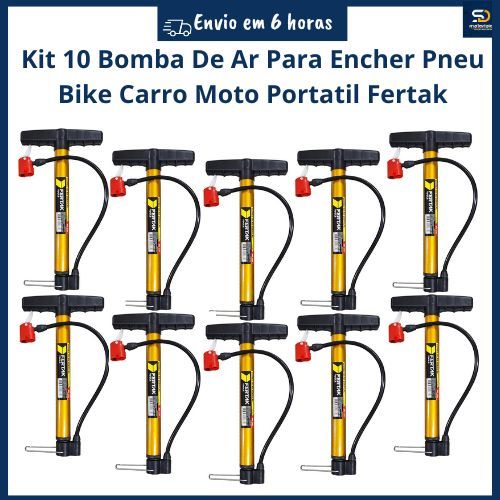 Kit 10 Bomba De Ar Para Encher Pneu Bike Carro Moto Portatil Fertak Oferta
