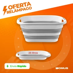 Balde Dobrável Retrátil Flexível Retangular 26L 10L Silicone