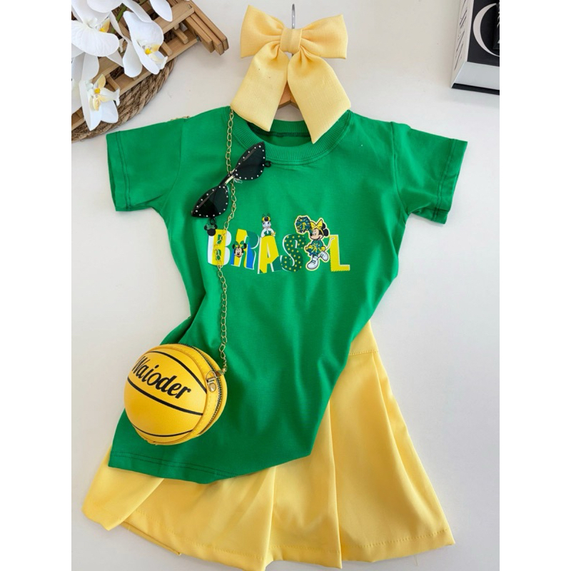 Shorts Saia com pregas, Saia colegial infantil