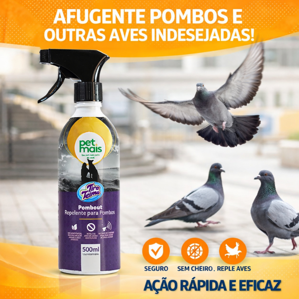 Spray Repelente De Pombos Tira Teima Pombout Espanta Pombo 500ml - Petmais