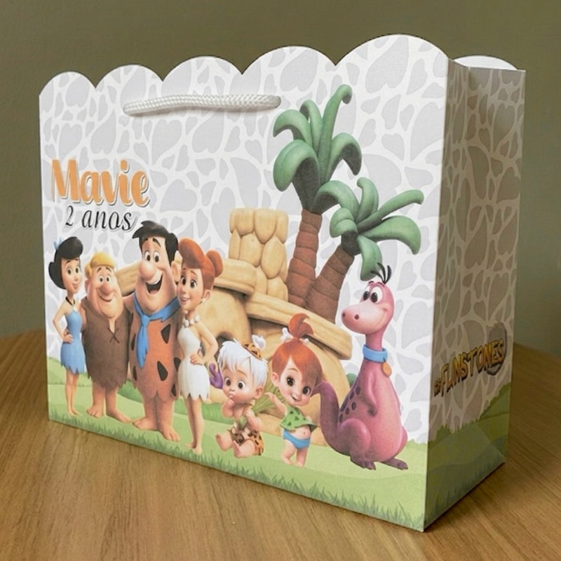 Sacolinhas Personalizadas Festa Flintstones, Pedrita, Bambam, Flinstons  / DESMONTADAS