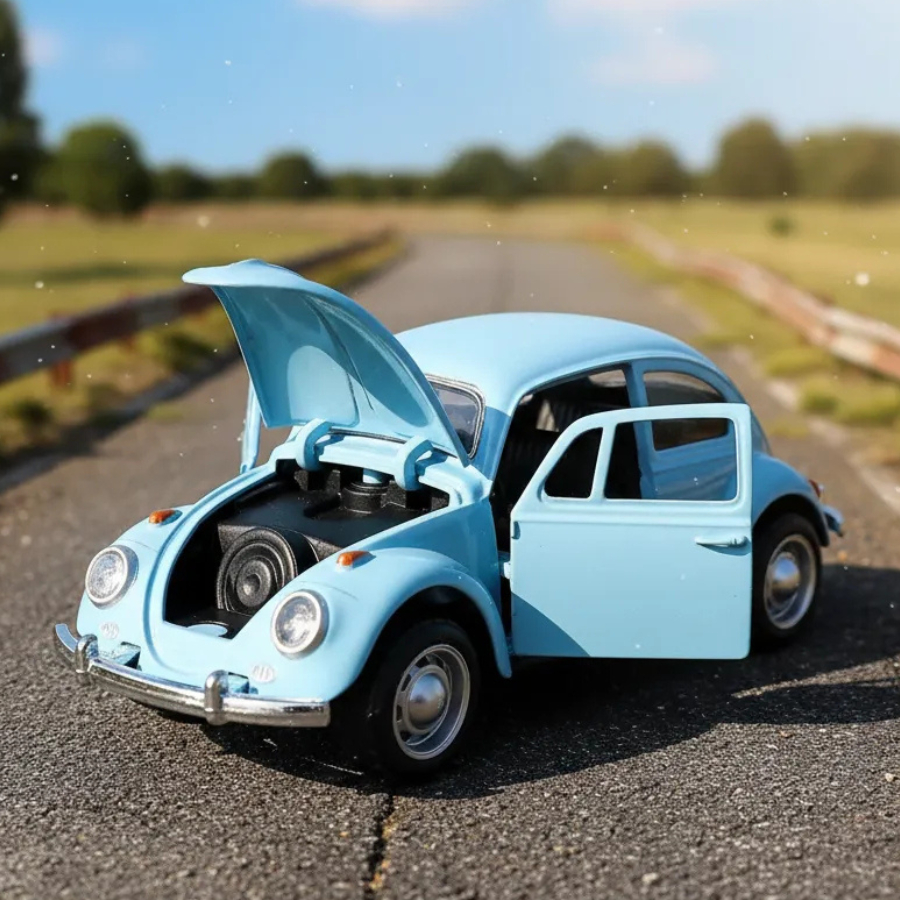 Carrinho De Ferro Fusca Fusquinha Abre Porta Capô Fricção Miniatura