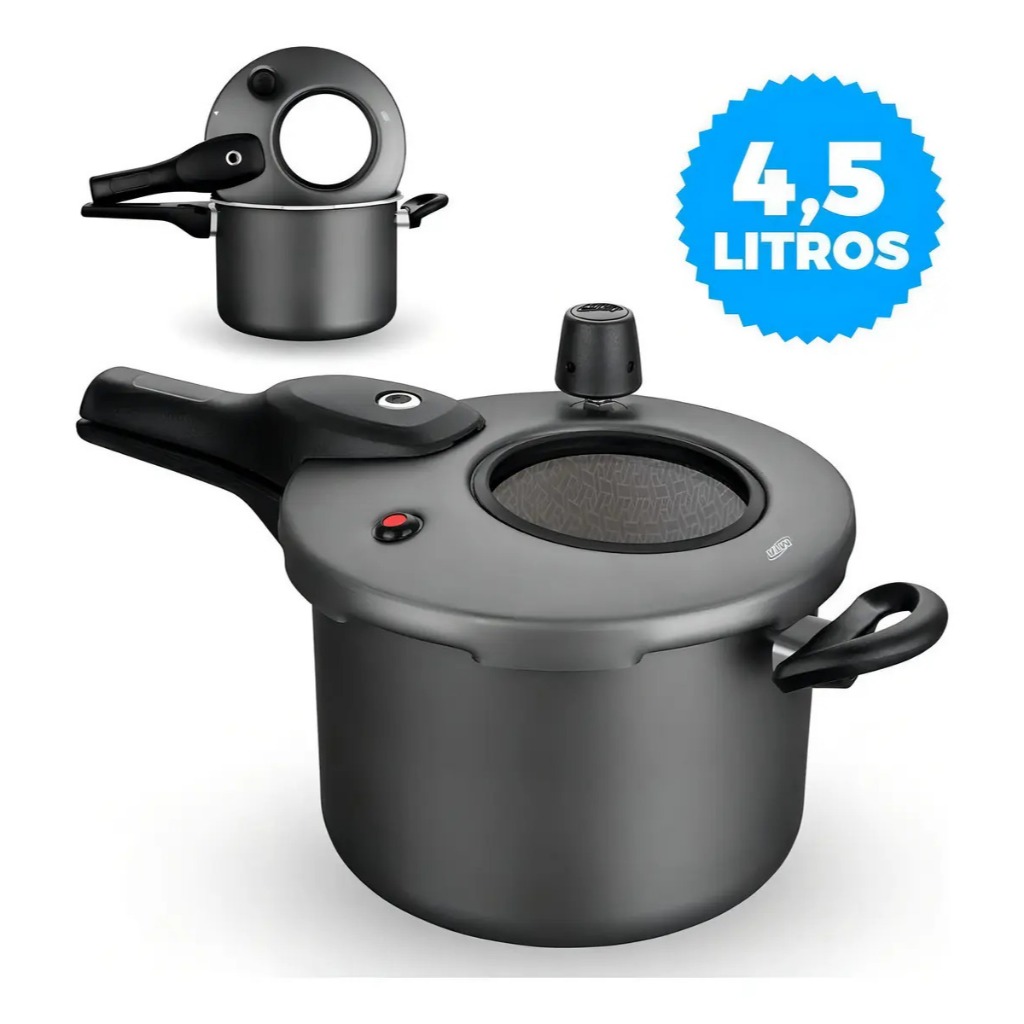 Panela de Pressão 4,5L Com Visor de Vidro Antiaderente MTA CORES em Oferta na Shopee