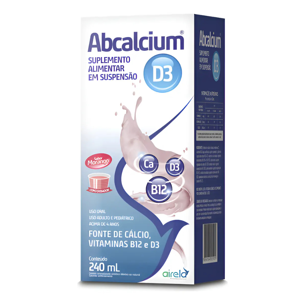 Abcalcium Vitamina B12, D & Cálcio Morango Airela - 240 ml