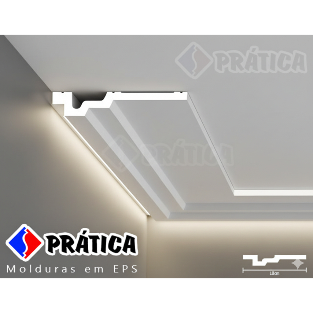 Caixa com 18 metros para LED - Simulação Rebaixo de Teto Moldura de Teto de Isopor EPS - Imita Gesso