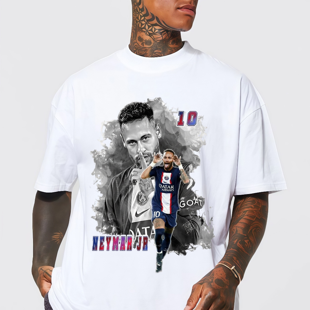 Paris saint-germain neymar impresso algodão manga curta, futebol superstar perímetro fã T-shirt